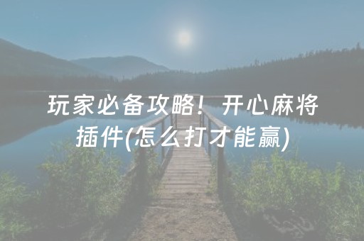 玩家必备攻略！开心麻将插件(怎么打才能赢)