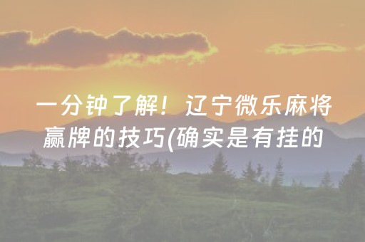 一分钟了解！辽宁微乐麻将赢牌的技巧(确实是有挂的)