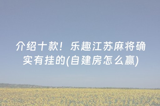 介绍十款！乐趣江苏麻将确实有挂的(自建房怎么赢)