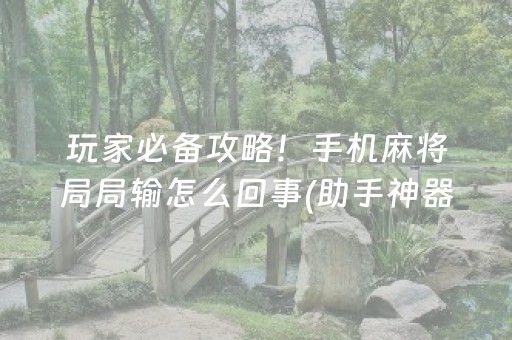 玩家必备攻略！手机麻将局局输怎么回事(助手神器外辅工具)