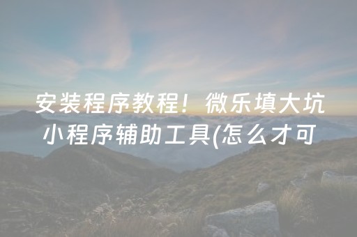 安装程序教程！微乐填大坑小程序辅助工具(怎么才可以赢)