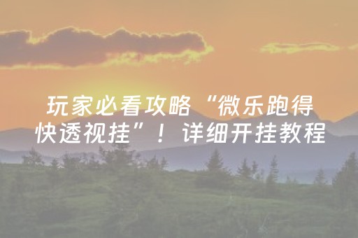 玩家必看攻略“微乐跑得快透视挂”！详细开挂教程（确实真的有挂)-知乎