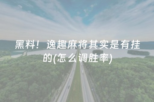 黑料！逸趣麻将其实是有挂的(怎么调胜率)