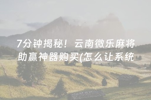 7分钟揭秘！云南微乐麻将助赢神器购买(怎么让系统发好牌)