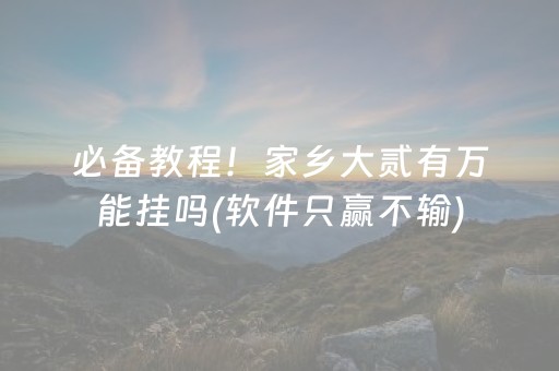 必备教程！家乡大贰有万能挂吗(软件只赢不输)