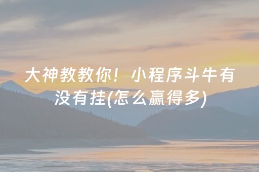 大神教教你！小程序斗牛有没有挂(怎么赢得多)