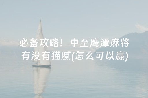 必备攻略！中至鹰潭麻将有没有猫腻(怎么可以赢)