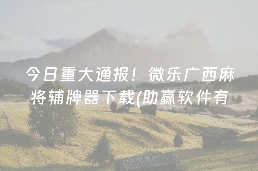 今日重大通报！微乐广西麻将辅牌器下载(助赢软件有规律吗)
