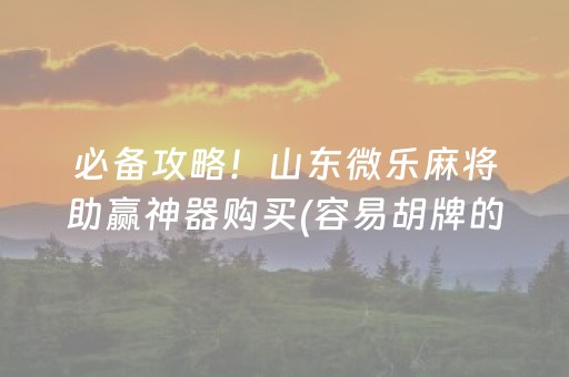 必备攻略！山东微乐麻将助赢神器购买(容易胡牌的技巧)