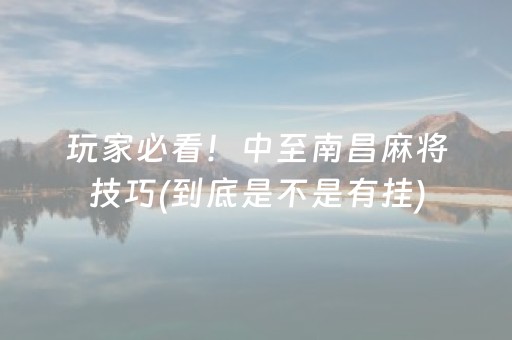 玩家必看！中至南昌麻将技巧(到底是不是有挂)