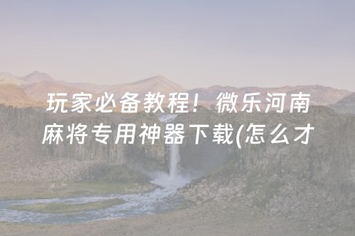 玩家必备教程！微乐河南麻将专用神器下载(怎么才能起到好牌)