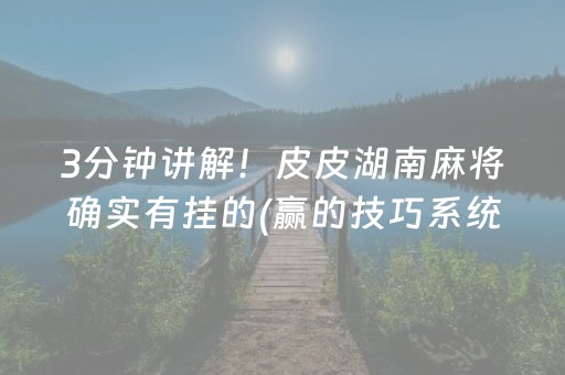 3分钟讲解！皮皮湖南麻将确实有挂的(赢的技巧系统规律)