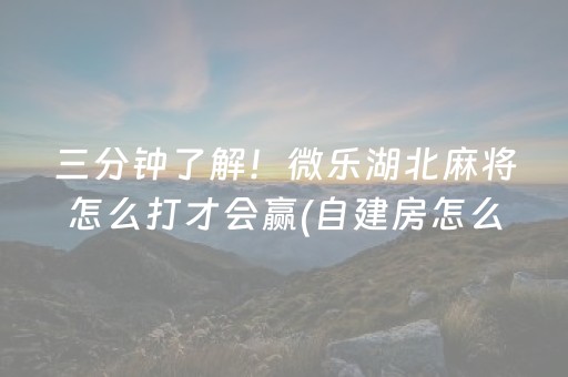 三分钟了解！微乐湖北麻将怎么打才会赢(自建房怎么赢)