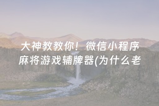 大神教教你！微信小程序麻将游戏辅牌器(为什么老输)
