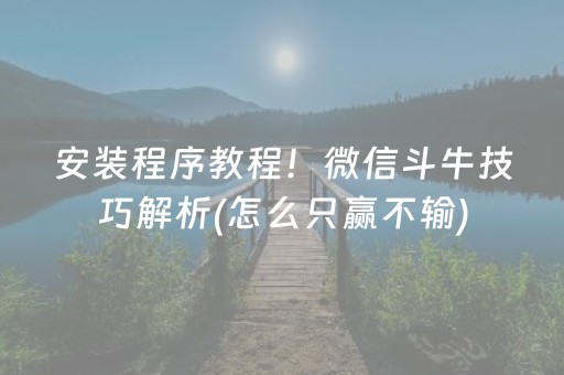 安装程序教程！微信斗牛技巧解析(怎么只赢不输)