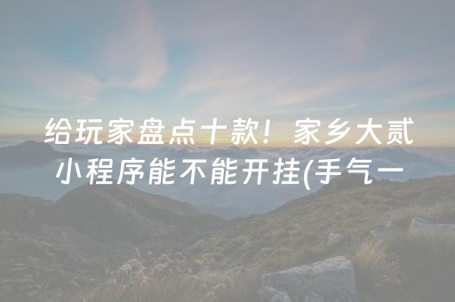 给玩家盘点十款！家乡大贰小程序能不能开挂(手气一直很差)