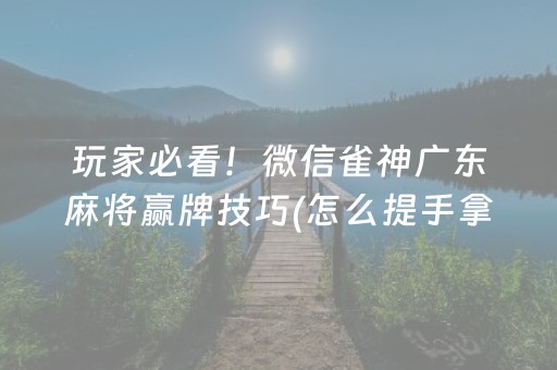 玩家必看！微信雀神广东麻将赢牌技巧(怎么提手拿好牌)
