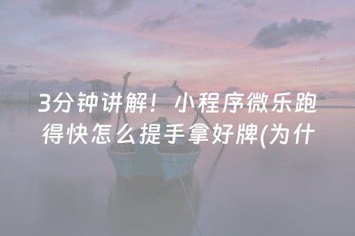 3分钟讲解！小程序微乐跑得快怎么提手拿好牌(为什么牌一直很差)