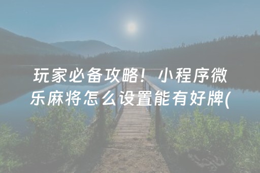 玩家必备攻略！小程序微乐麻将怎么设置能有好牌(自建房怎么赢)
