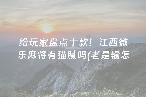 给玩家盘点十款！江西微乐麻将有猫腻吗(老是输怎么回事)