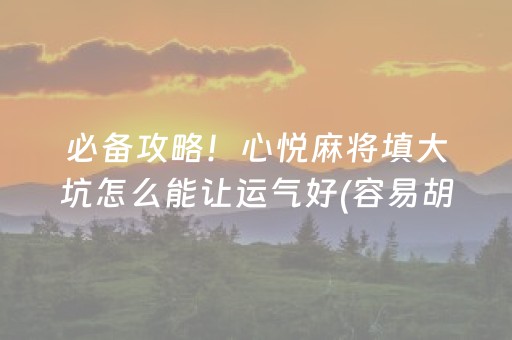 必备攻略！心悦麻将填大坑怎么能让运气好(容易胡牌的技巧)