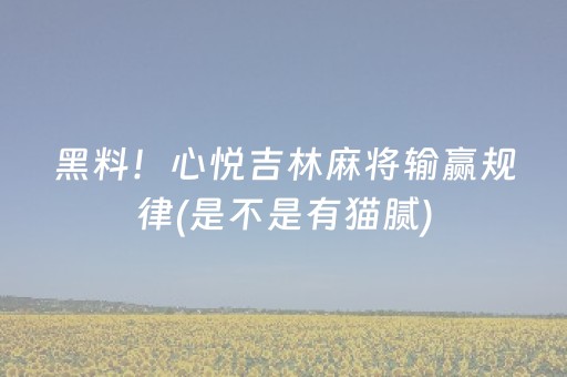 黑料！心悦吉林麻将输赢规律(是不是有猫腻)