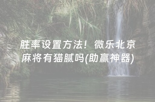 胜率设置方法！微乐北京麻将有猫腻吗(助赢神器)