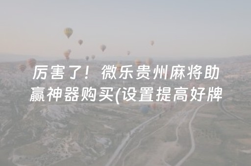 厉害了！微乐贵州麻将助赢神器购买(设置提高好牌几率)