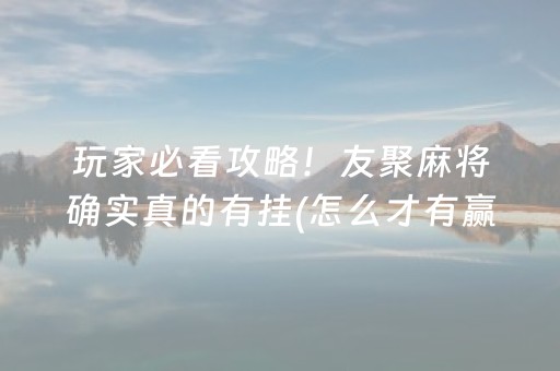 玩家必看攻略！友聚麻将确实真的有挂(怎么才有赢的几率)