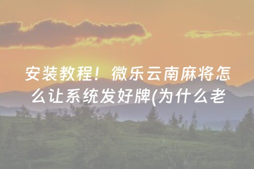 安装教程！微乐云南麻将怎么让系统发好牌(为什么老是输呢)