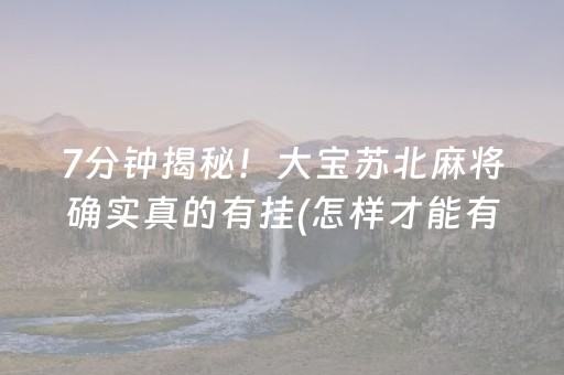 7分钟揭秘！大宝苏北麻将确实真的有挂(怎样才能有好牌)