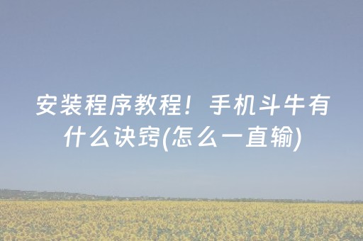 安装程序教程！手机斗牛有什么诀窍(怎么一直输)