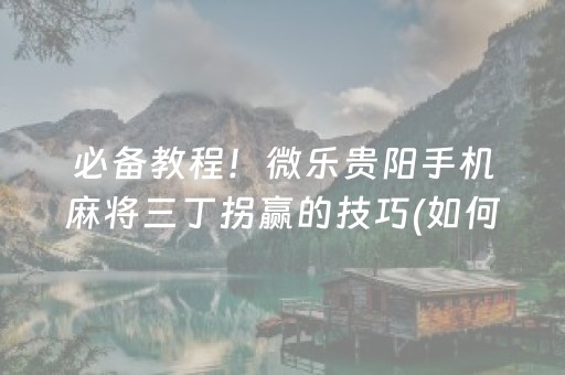 必备教程！微乐贵阳手机麻将三丁拐赢的技巧(如何打赢有插件吗)