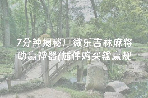 7分钟揭秘！微乐吉林麻将助赢神器(插件购买输赢规律)