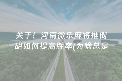 关于！河南微乐麻将推倒胡如何提高胜率(为啥总是输)