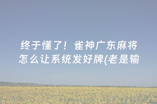 终于懂了！雀神广东麻将怎么让系统发好牌(老是输怎么办)