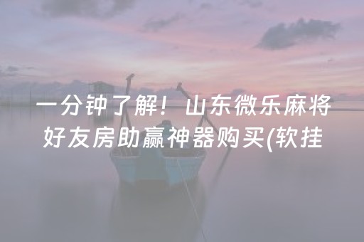 一分钟了解！山东微乐麻将好友房助赢神器购买(软挂神器)