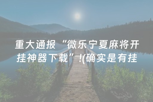 重大通报“微乐宁夏麻将开挂神器下载”!(确实是有挂)-知乎