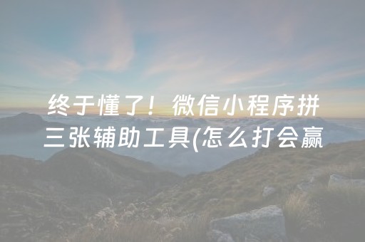 终于懂了！微信小程序拼三张辅助工具(怎么打会赢)
