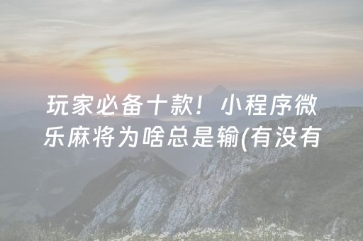玩家必备十款！小程序微乐麻将为啥总是输(有没有技巧)