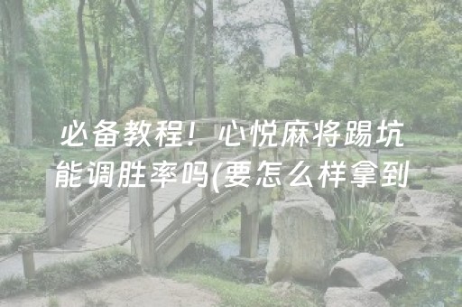 必备教程！心悦麻将踢坑能调胜率吗(要怎么样拿到好牌)