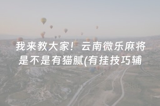 我来教大家！云南微乐麻将是不是有猫腻(有挂技巧辅助器)