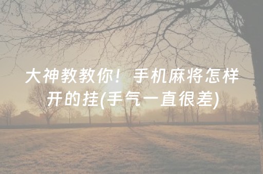 大神教教你！手机麻将怎样开的挂(手气一直很差)