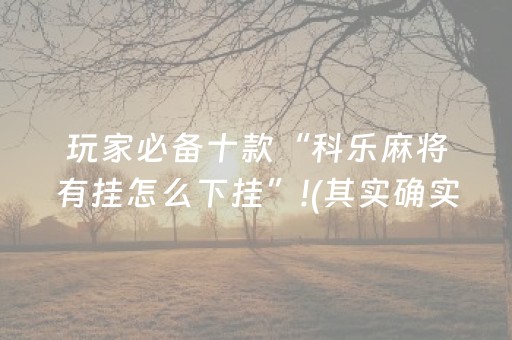 玩家必备十款“科乐麻将有挂怎么下挂”!(其实确实有挂)-知乎