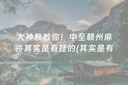 大神教教你！中至赣州麻将其实是有挂的(其实是有挂的)