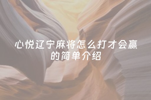 心悦辽宁麻将怎么打才会赢的简单介绍