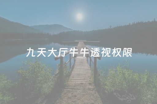 九天大厅牛牛透视权限（九天大厅斗牛开挂）