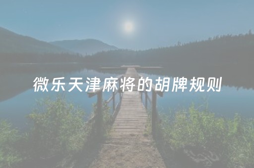 微乐天津麻将的胡牌规则（微乐天津麻将怎么玩）