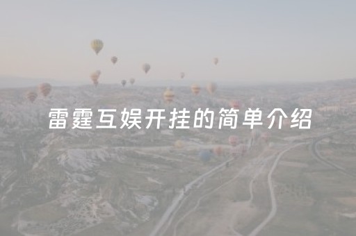 雷霆互娱开挂的简单介绍