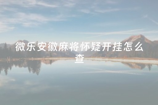 微乐安徽麻将怀疑开挂怎么查（微乐麻将怀疑开挂怎么查69）